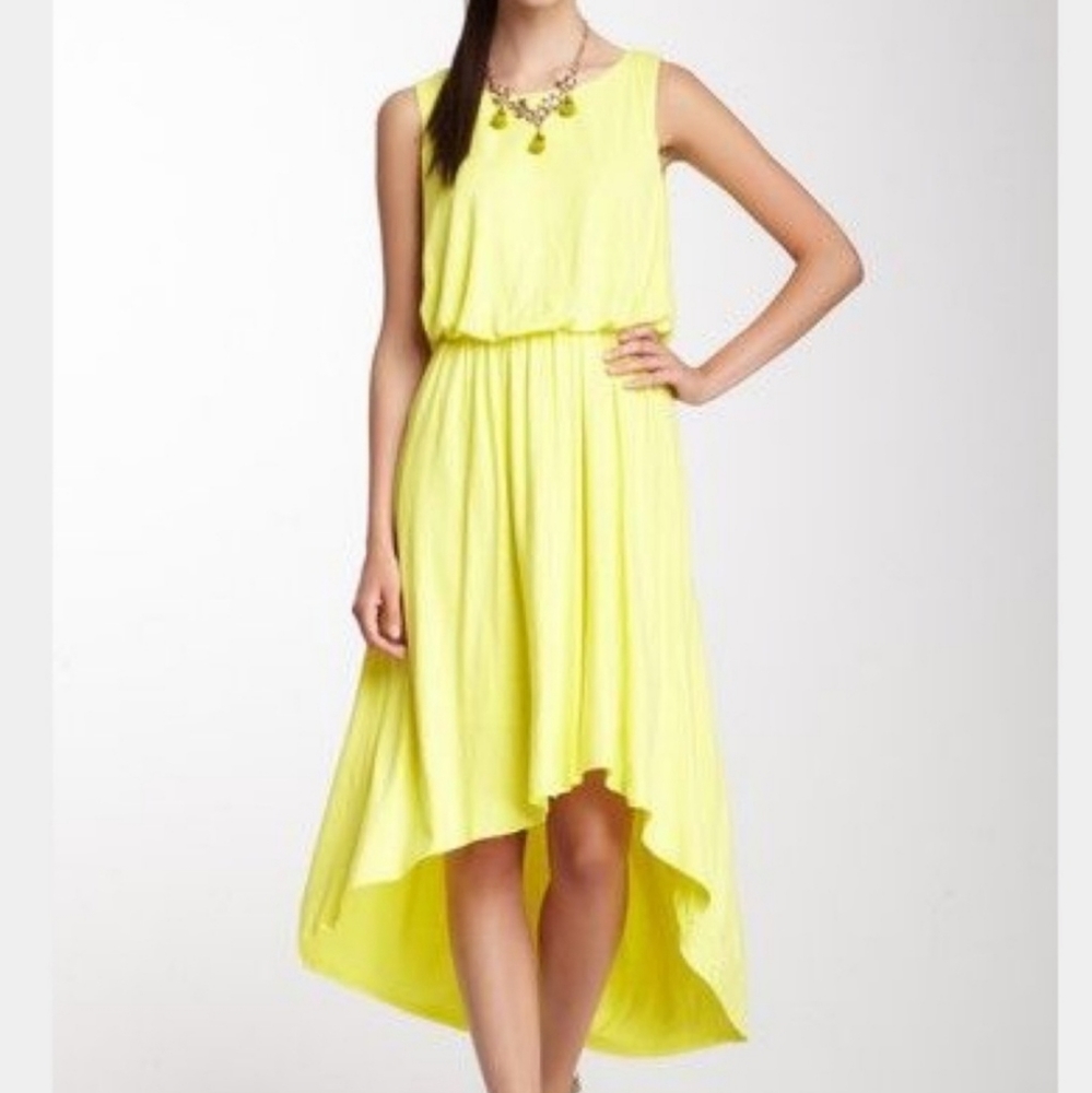 vince camuto high low sundress yellow size 4